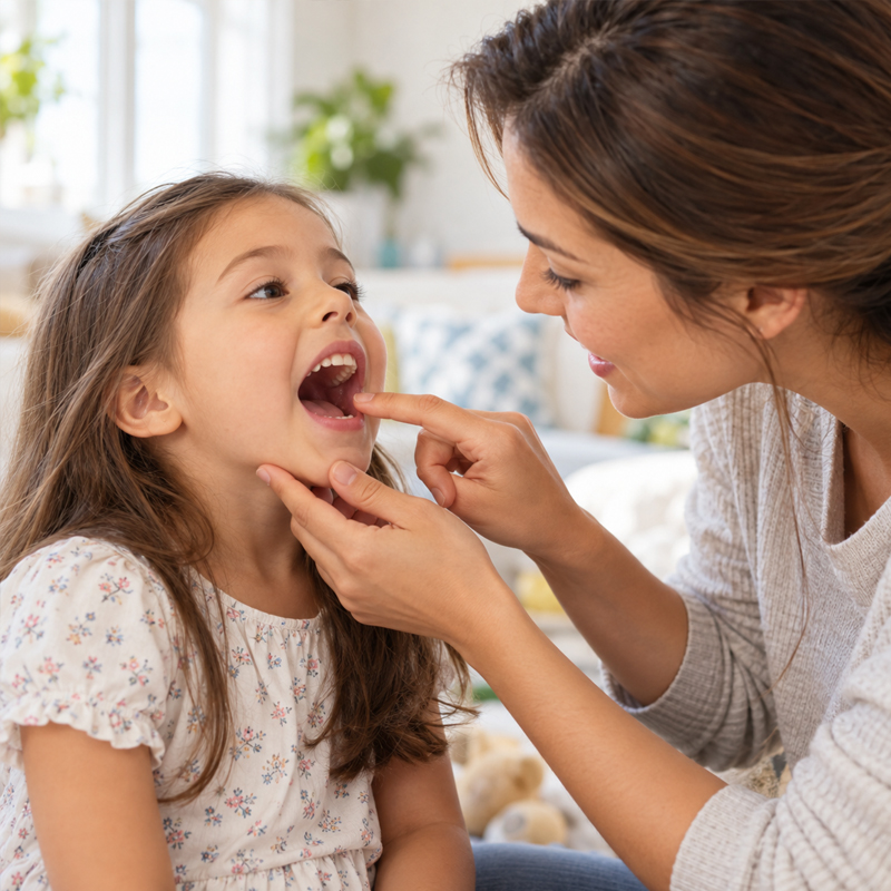 other checking her son’s mouth at football practice for a possible cavity or tooth problem