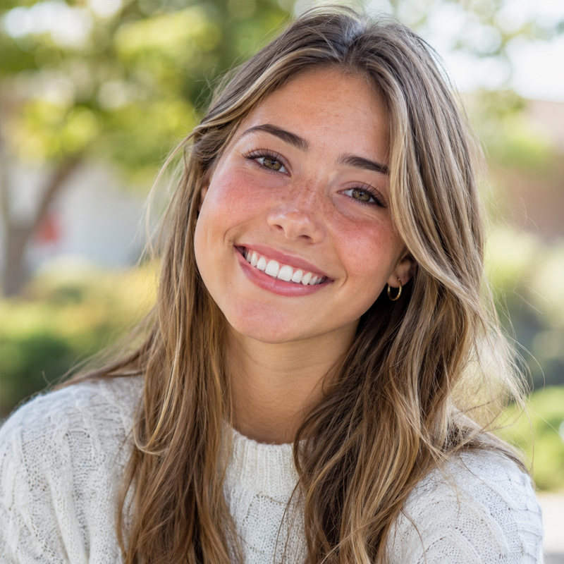 Teen with a healthy smile representing comfortable biting, chewing, and everyday function