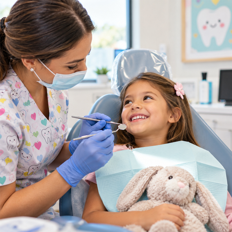 Child receiving a routine pediatric dental examination as part of preventive dental care in Parker, CO